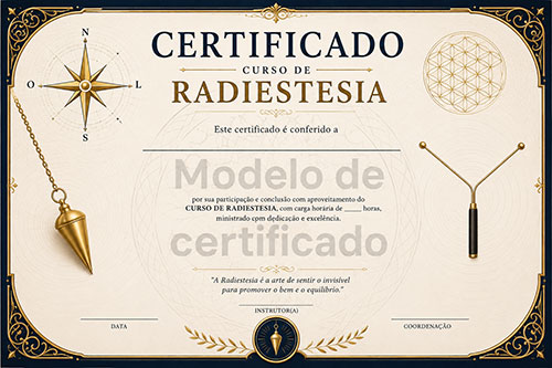 Certificado de conclusão do curso de Radiestesia